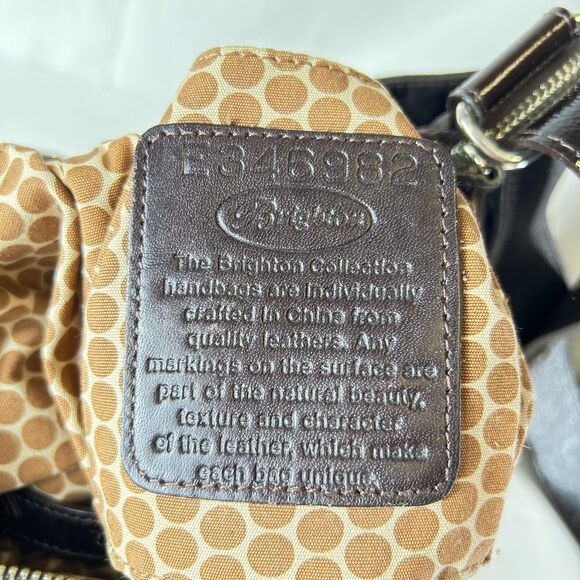 Brighton Go Go Slim Brown Croco Leather Black Nylon Crossbody Bag - Picture 10 of 16